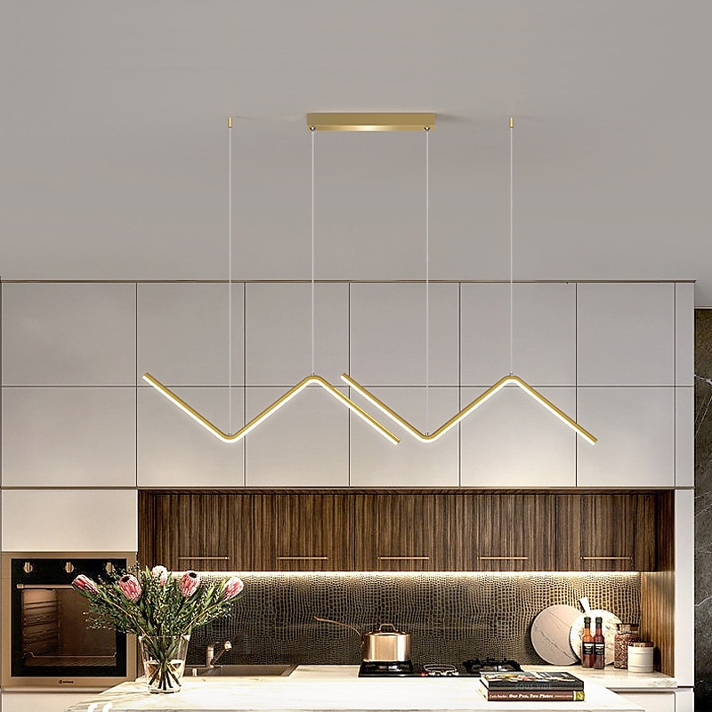 LED Pendant Light 90 cm Island Lights Dimmable Line Design Aluminum Stylish Minimalist Painted Finishes Nordic Style Dining Room Kitchen Lights 110-240V ONLY DIMMABLE WITH REMOTE CONTROL
