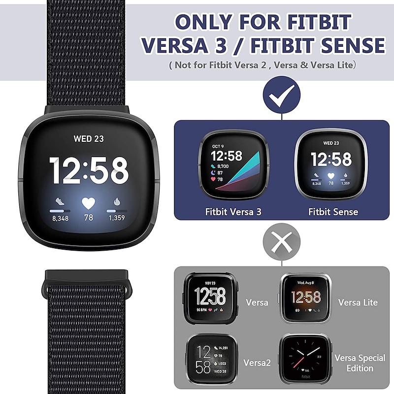 Smartwatch Band Nylon Straps Compatible with Fitbit Versa 3 / Fitbit Sense Soft Breathable Smartwatch Band Sport Adjustable Replacement Strap Women Men Bracelet Accessories2