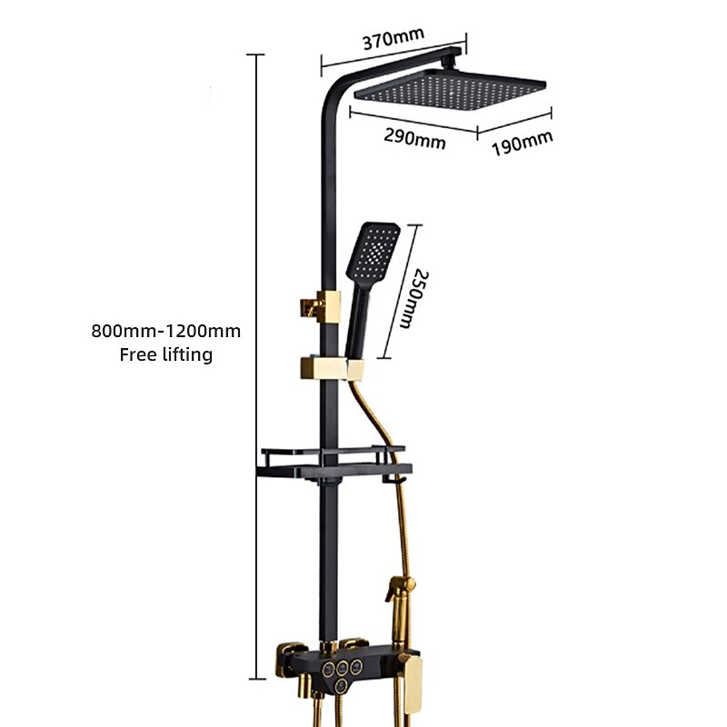 Shower Faucet / Shower System / Rainfall Shower Head System Set - Handshower Included LED Rainfall Shower Contemporary Electroplated / Painted Finishes Mount Outside Ceramic Valve Bath Shower Mixer3
