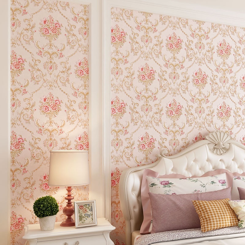 Wallpaper Wall Cover Sticker Film Peel and Stick Removable Self Adhesive Embossed Floral Non Woven Home Decoration 300*53cm