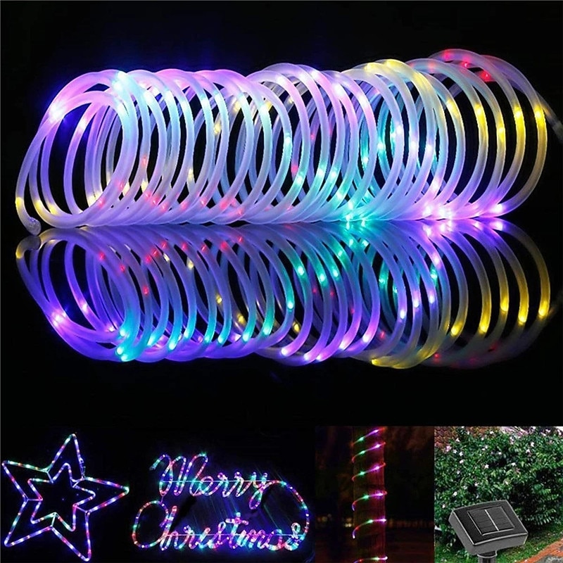 Solar Rope Lights Outdoor Waterproof String Lights 12M 7M IP65 Rope Tube String Lights Outdoor Lighting Fairy Flexible Lights 50/100 LEDs For Garden Garland Yard Lawn Fence3
