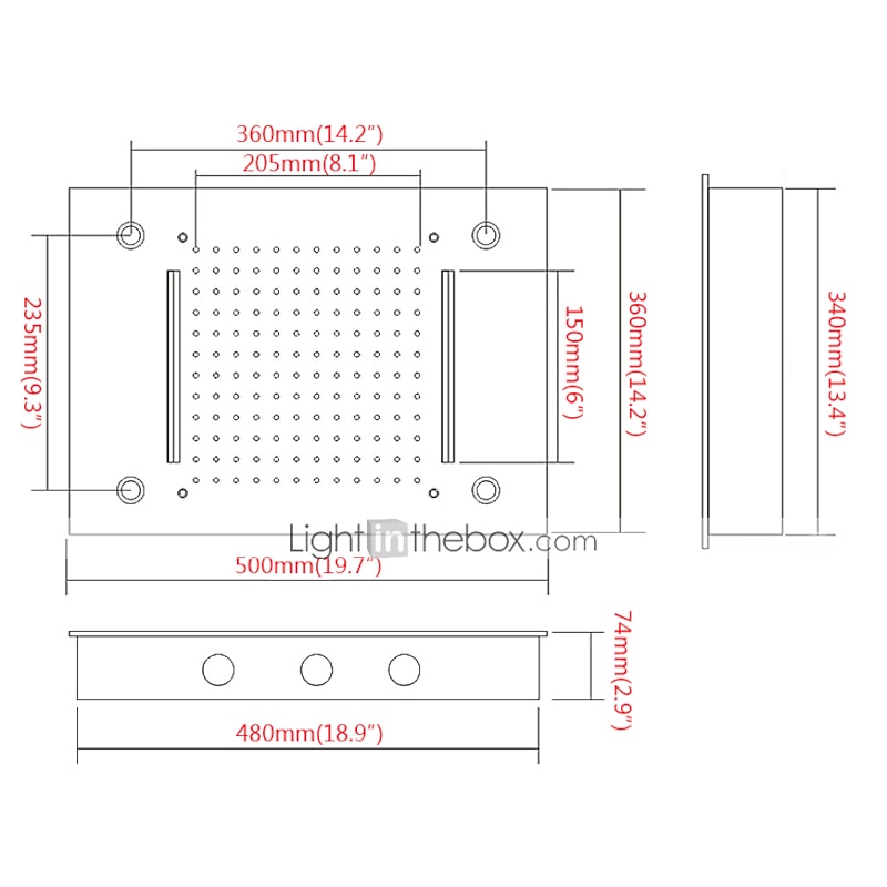 500*360 Chrome/3- Color LED Bathroom Faucets Rain Mixer Complete with Stainless Steel Rainfall Shower Head Ceiling Mounted Color Change By Water Temperature, Hydor Power, No Battery Needed4