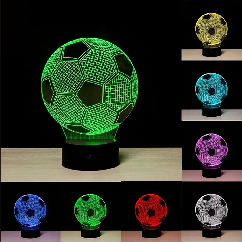 Soccer Gift Soccer 3D Night Light for Kids 16 Colors Change Optical Illusion Lamps with Remote Control Birthday Gifts for Sport Fan Boys Girls and Adult4