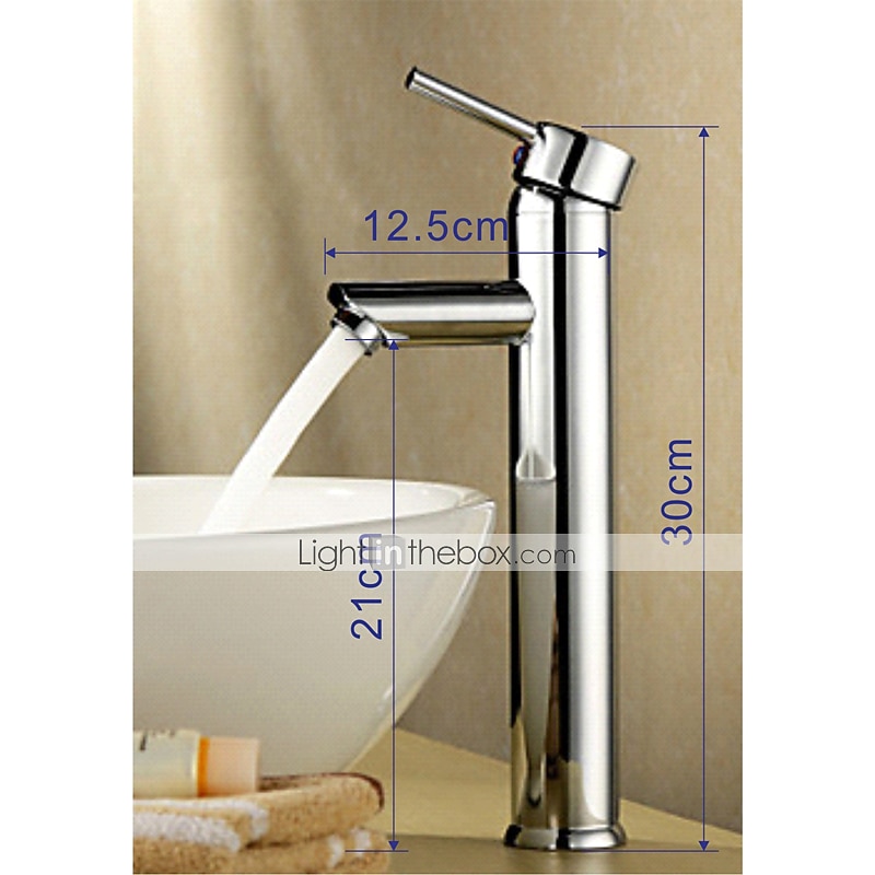 Bathroom Sink Faucet,Country Style Brass Chrome Vessel Single Handle One Hole Bath Taps with Hot and Cold Switch and Valve4