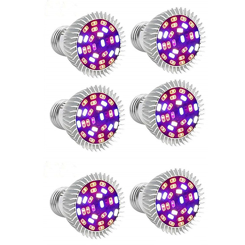 Full Spectrum LED Grow Light E27/GU10/E14 Bulb - UV Black Light & IR 28 LEDs for Greenhouse & Plant Growing Set of 4/6