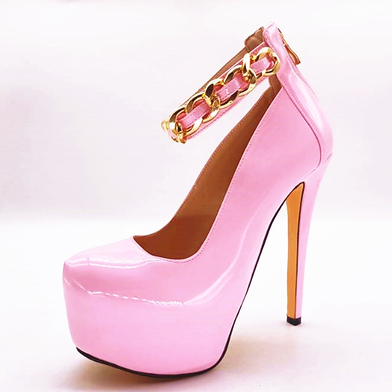 Women's Heels Pumps Valentines Gifts Dress Shoes Stilettos Party Solid Colored Platform Stiletto Heel Round Toe Elegant Fashion Patent Leather PU Zipper Light Pink Red4