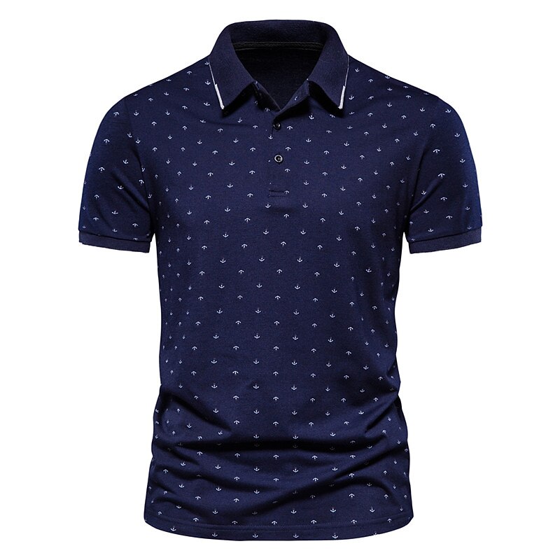 Men's Tennis Shirt Polo Shirt Casual Daily Collar Classic Collar Short Sleeve Simple Graphic Button Front Regular Fit White Wine Navy Blue Tennis Shirt