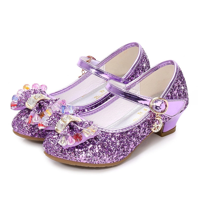 Girls' Glitter Princess Party Shoes – Sparkling Mary Jane Dress Shoes with Bow and Rhinestone Details, Perfect for Weddings and Special Occasions4