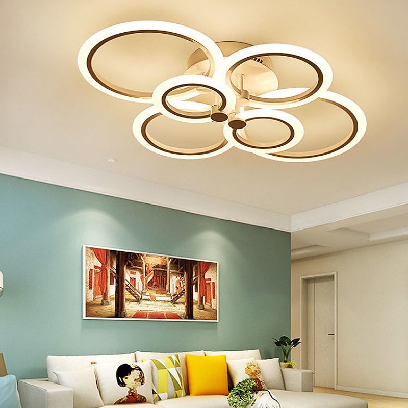 LED Ceiling Light Glow outward LED Ceiling Light 4/6/8-Light Flush Mount Lights Circle Design Modern Style Simplicity Acrylic 90W Living Room Dining Room Bedroom Light Fixture4