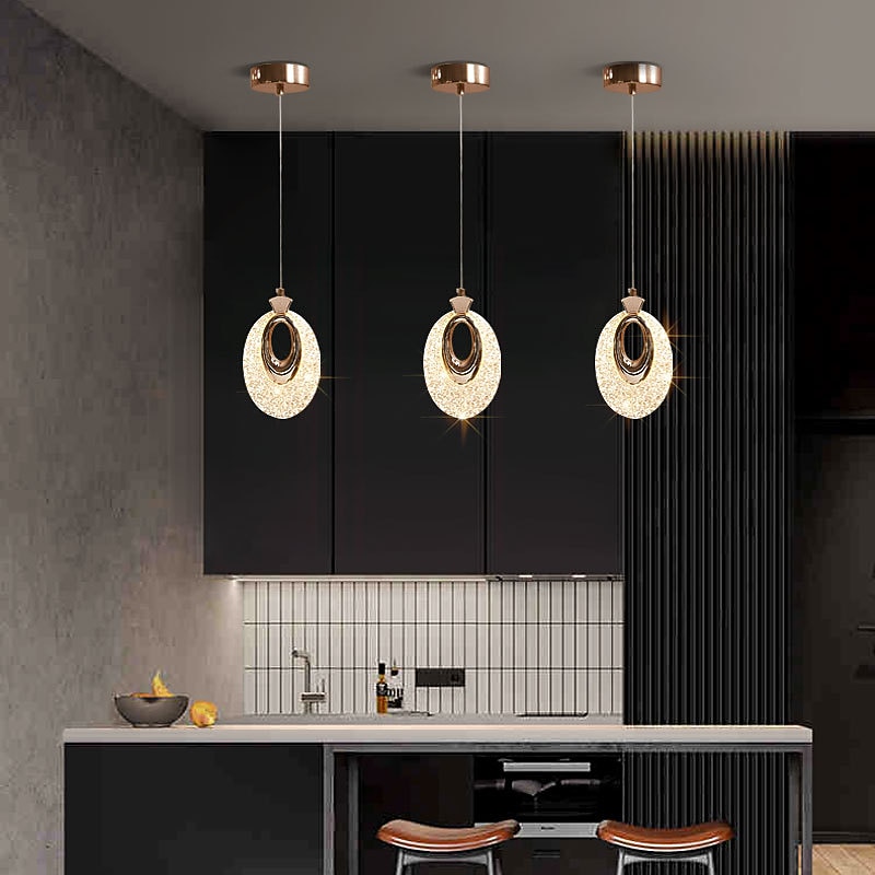 LED Pendant Light Crystal Modern Kitchen Island Light Fixture,Adjustable Pendant Lighting for Kitchen Island, Led Chandelier for Dining Room,Bedroom,Mini Pendant Spot Lights (1-Pack)4