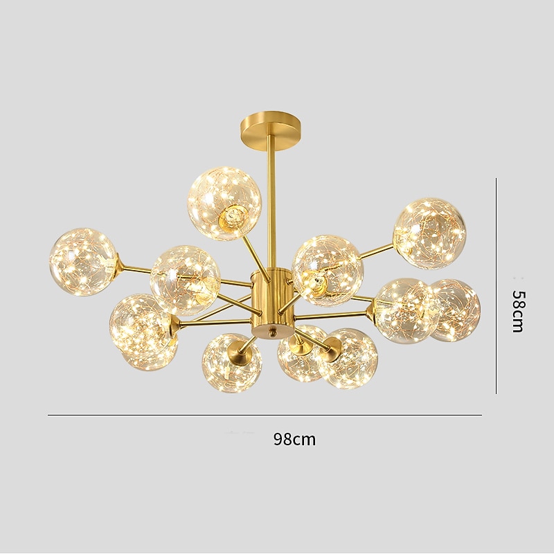 LED Pendant Light Chandelier Gold Modern Globe Design 6/8/12 Heads Copper Globe Brass 110-120V 220-240V4