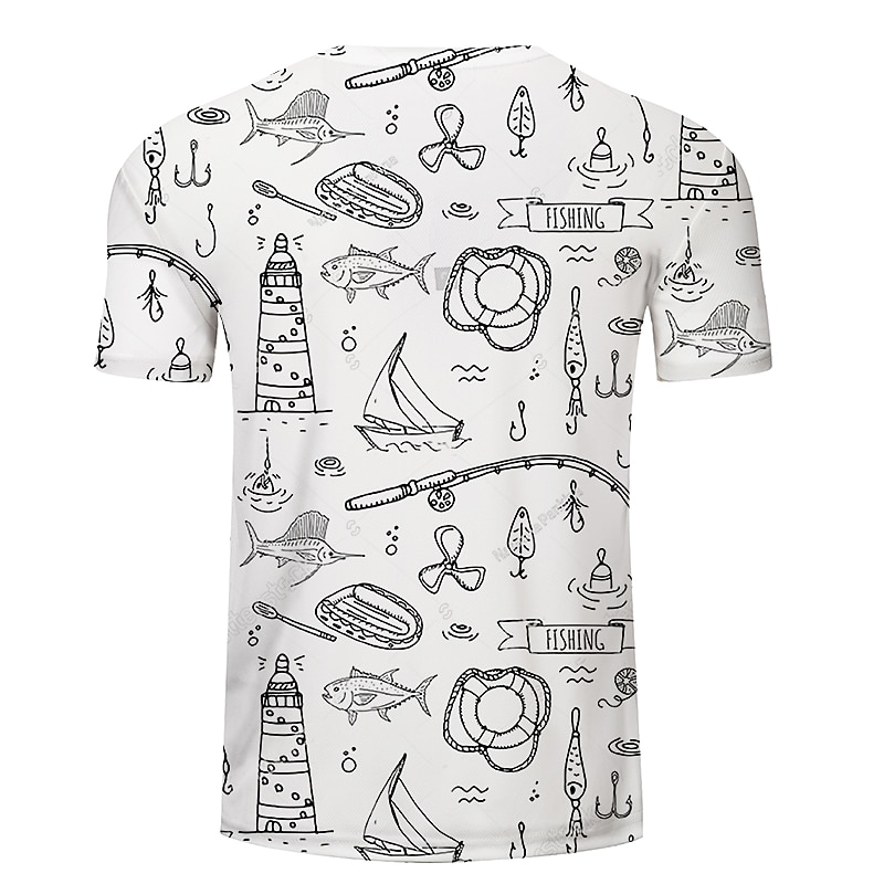 Men's Unisex Animal Graphic Prints Fish T Shirt Tee Funny T Shirts Short Sleeve T shirt 3D Print Crew Neck Shirt Designer Basic Big and Tall Casual Daily Holiday White Royal Blue Blue Clothing Apparel4