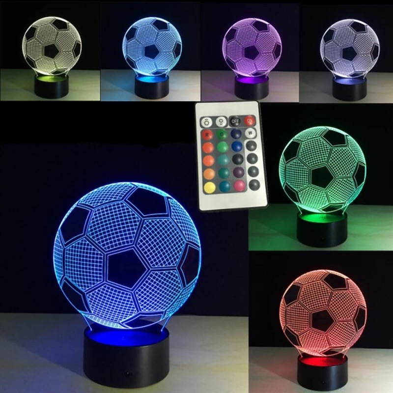 Soccer Gift Soccer 3D Night Light for Kids 16 Colors Change Optical Illusion Lamps with Remote Control Birthday Gifts for Sport Fan Boys Girls and Adult3