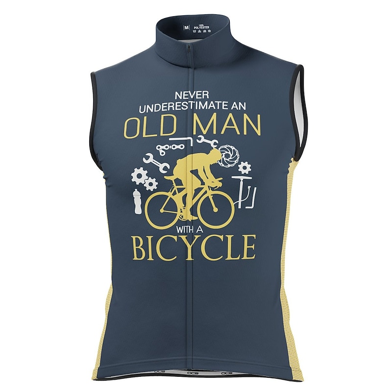 Men's Cycling Jersey Geometric Letter & Number Gear Sleeveless Bike Jersey Top with 3 Rear Pockets Mountain Bike MTB Road Bike Cycling Quick Dry Soft Reflective Strips Back Pocket Sports Red Royal