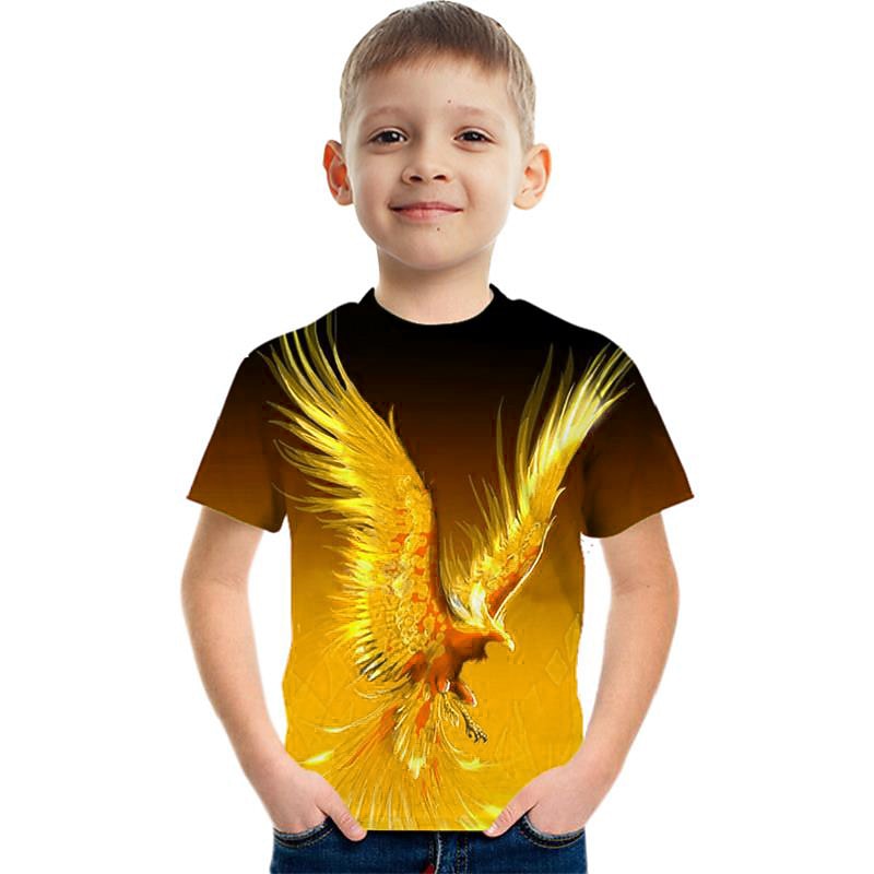 Boys 3D Graphic Animal Phoenix T shirt Short Sleeve 3D Print Summer Active Fantasy Kids 3-12 Years4