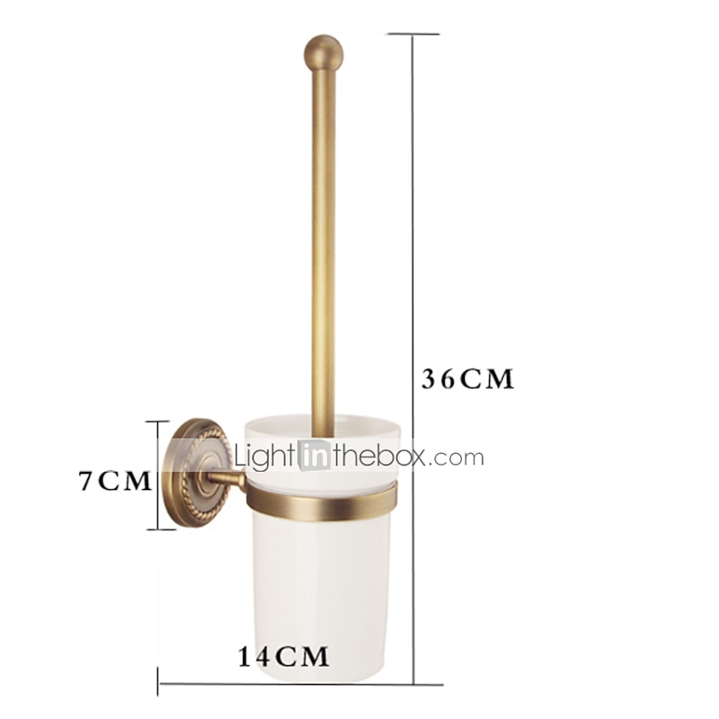 Toilet Brush with Holder,Antique Brass Wall Mounted Rubber Painted Toilet Bowl Brush and Holder for Bathroom2