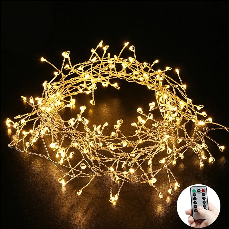 String Lights 3M 6M USB Remote Control Copper Wire LED Firecracker String Lights 100LEDs 200LEDs Firecracker Fairy Light For Christmas Wedding Holiday Party Home Decoration