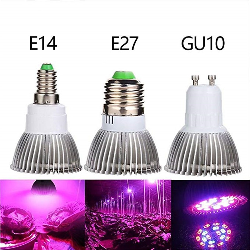 Full Spectrum LED Grow Light E27/GU10/E14 Bulb - UV Black Light & IR 28 LEDs for Greenhouse & Plant Growing Set of 4/62