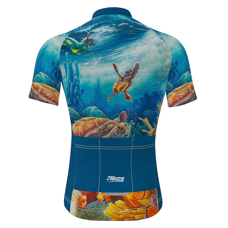 Men's Cycling Jersey Graphic Fish Funny Short Sleeve Bike Jersey Top with 3 Rear Pockets Mountain Bike MTB Road Bike Cycling Quick Dry Soft Reflective Strips Back Pocket Sports Black White Blue4