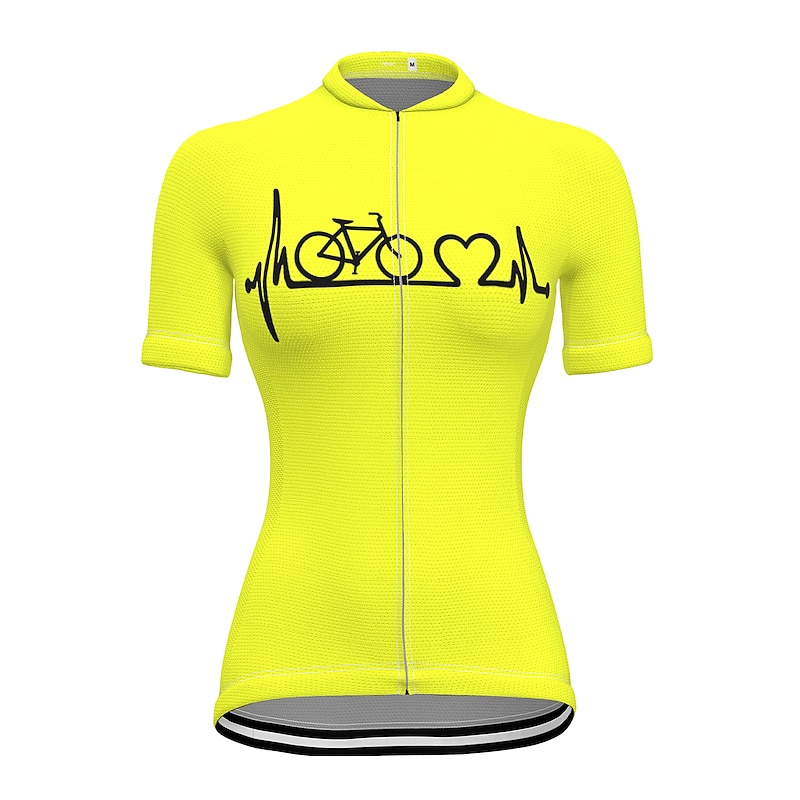 21Grams Racing Cycle Heartbeat Women's Cycling Jersey Summer Spandex Polyester Yellow Bike Tee Tshirt Jersey Top Mountain Bike MTB Road Bike Cycling Breathable Back Pocket Sports Clothing4