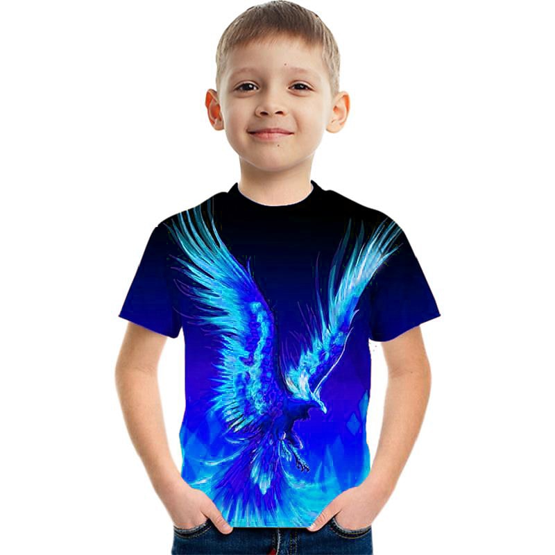 Boys 3D Graphic Animal Phoenix T shirt Short Sleeve 3D Print Summer Active Fantasy Kids 3-12 Years3
