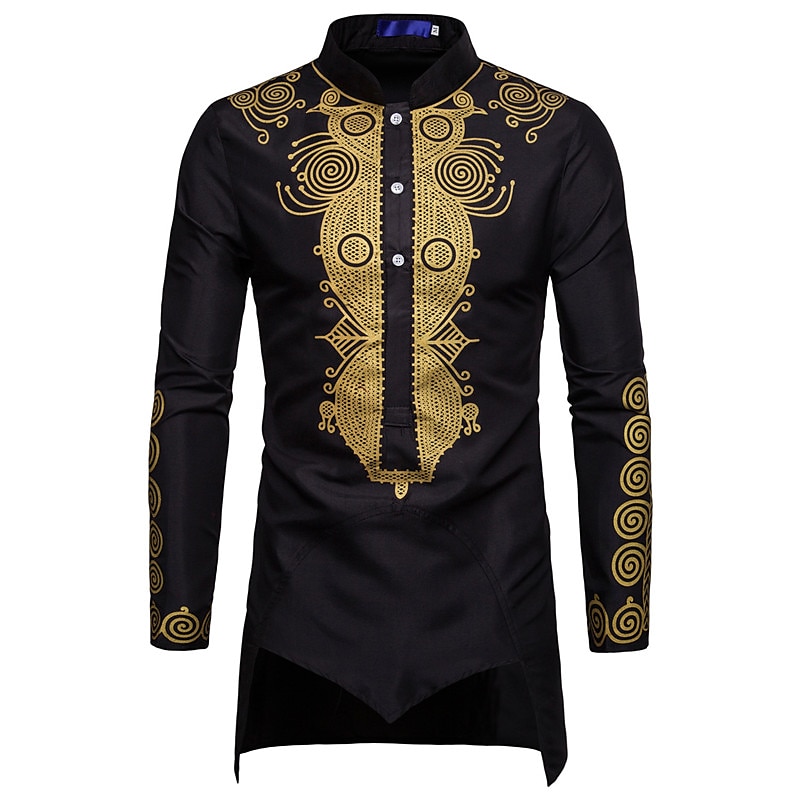 Men's Shirt Modern African Outfits African Print Dashiki Masquerade Adults Shirt Party3