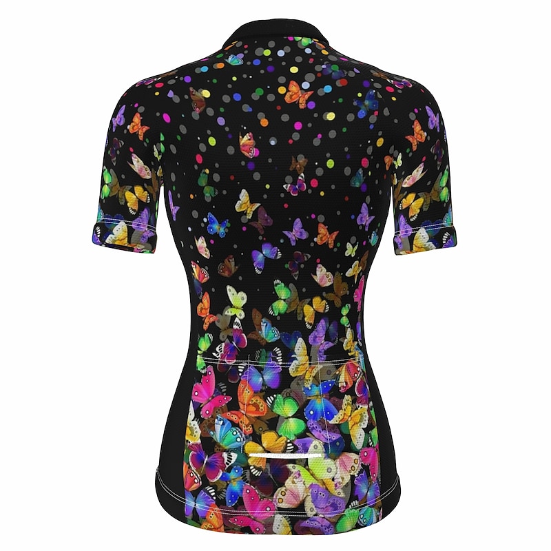Women's Cycling Jersey Butterfly Funny Short Sleeve Bike Jersey Top with 3 Rear Pockets Mountain Bike MTB Road Bike Cycling Fast Dry Quick Dry Soft Reflective Strips Sports Black White Blue Clothing4