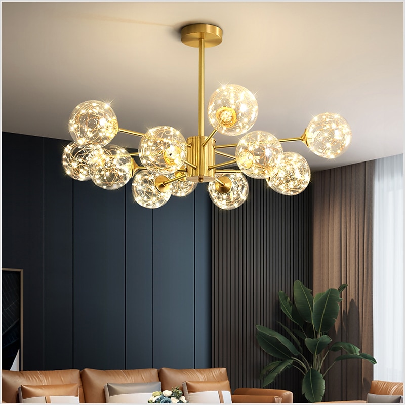 LED Pendant Light Chandelier Gold Modern Globe Design 6/8/12 Heads Copper Globe Brass 110-120V 220-240V