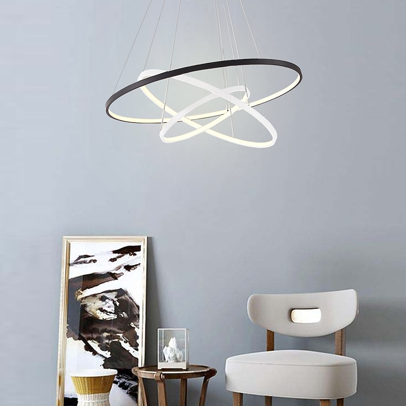 LED Pendant Light Ring Circle Design Modern Black White Oreo Design 204060 cm Dimmable Chandelier Aluminum Sputnik Zinc Alloy 110-120V 220-240V2