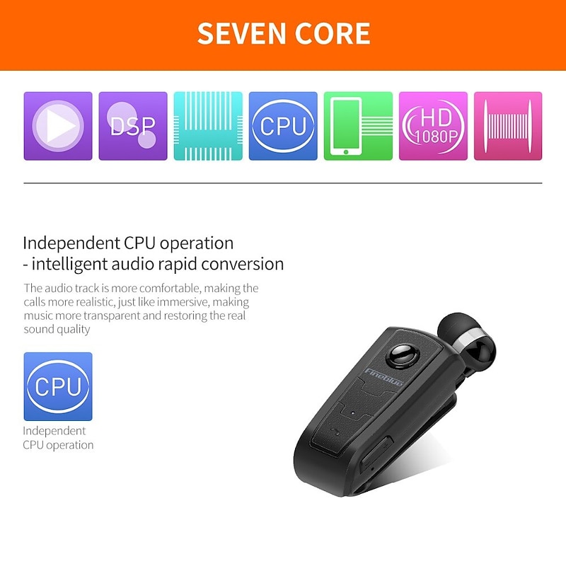Fineblue F910 Collar Clip Bluetooth Headset Bluetooth5.0 Ergonomic Design Stereo Long Battery Life for Apple Samsung Huawei Xiaomi MI  Mobile Phone Christmas Gift4