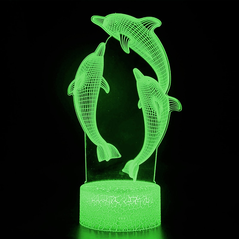 3D Dolphin Night Light 16 Colors Porpoise Bedside Lamp with Remote Control Birthday Gift for Child Baby Girl2
