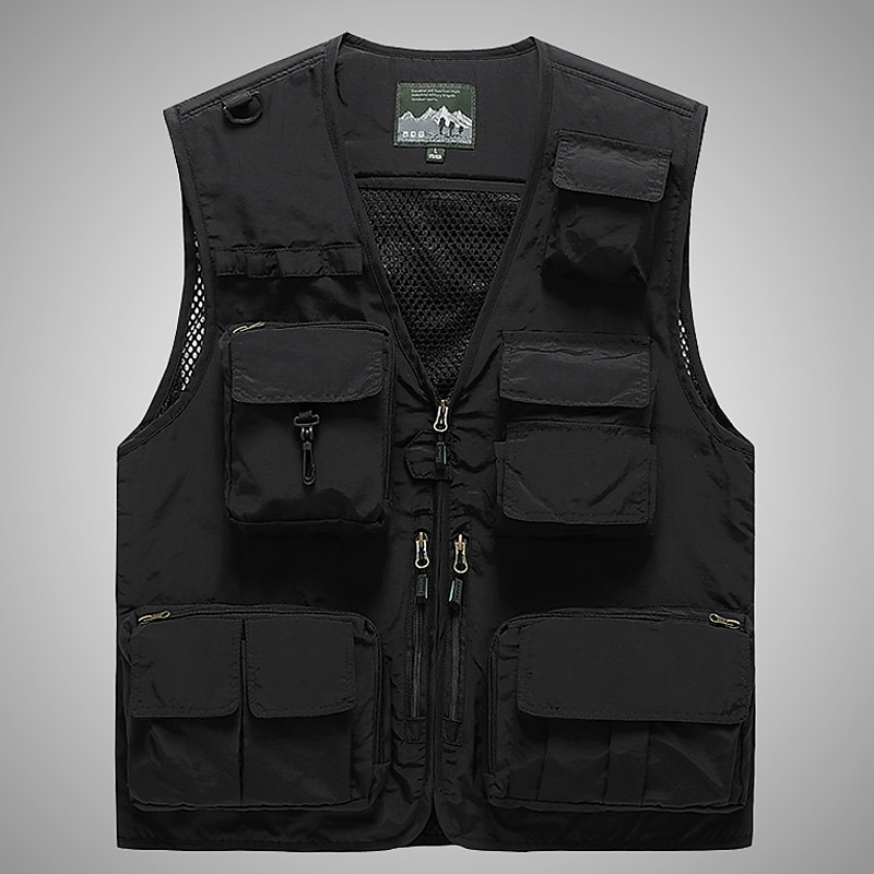 Men's Fishing Vest Hiking Vest Sleeveless Vest / Gilet Top Outdoor Breathable Quick Dry Lightweight Sweat wicking Summer Navy orange Black Fishing Climbing Camping / Hiking / Caving3