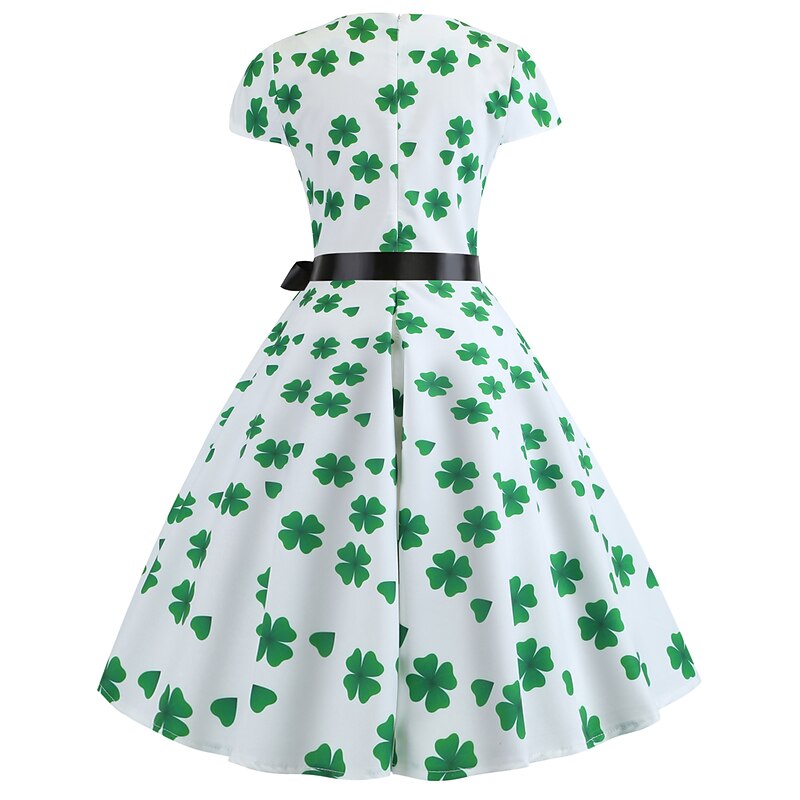 Retro Vintage 1950s Vacation Dress Flapper Dress Swing Dress Irish Shamrock Lucky Clover Fancy Dress Women's Masquerade Saint Patrick's Day Casual Daily Bachelorette Party Adults' Dress Homecoming3
