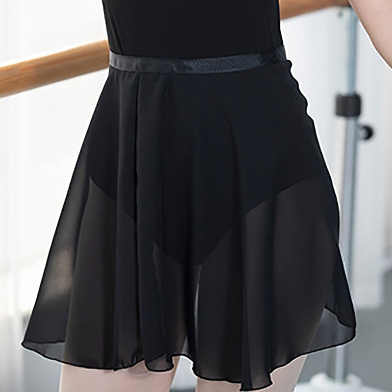 Ballet Activewear Skirts Cinch Cord Pure Color Women's Performance Training High Chiffon