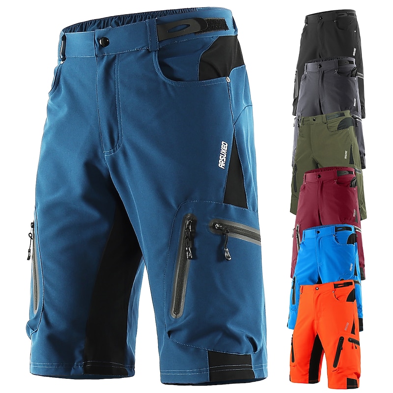 Arsuxeo Men's Solid Color Cycling MTB Shorts Bike Shorts Bike Shorts Baggy Shorts Relaxed Fit Mountain Bike MTB Road Bike Cycling Sports Quick Dry Waterproof Zipper Wearable Breathable Black Royal3