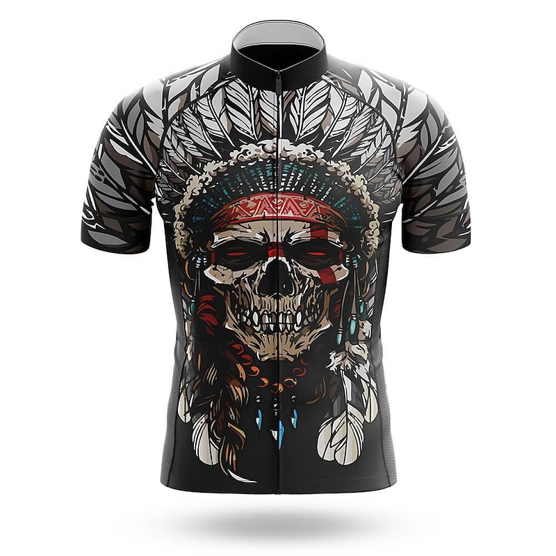Men's Cycling Jersey with Bib Shorts Skull Funny Short Sleeve Bike Clothing Suit with 3 Rear Pockets Mountain Bike MTB Road Bike Cycling 3D Pad Quick Dry Soft Back Pocket Sports Black Blue Clothing4