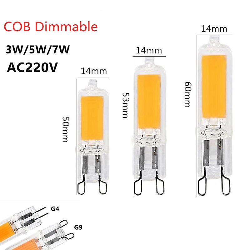 LED Light Bulb 10pcs G9 COB 3W 7W 5W Glass G4 Lamp 220V G4LED Spot Light For Pendant Lighting Fixture Home Lighting Chandeliers2