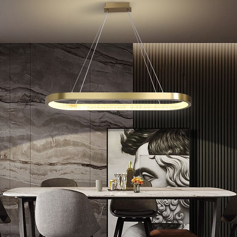 LED Pendant Light Kitchen Island Light Modern Nordic Gold Circle 90cm Metal Electroplated 110-120V 220-240V