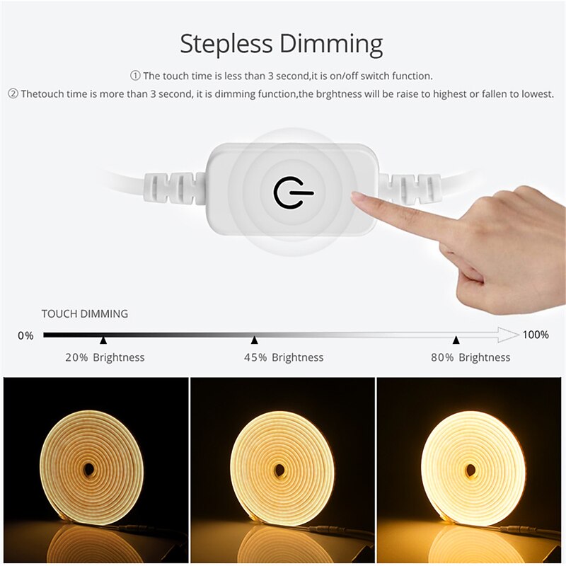 LED Neon Flex Strip Lights 6mm Narrow Neon Light 12V LED Strip Waterproof 5M Cutable DIY Led Neon Light Strip for Indoor Outdoor Home Decoration and DC12V Adapter and Touch Dimmer Switch Kit4