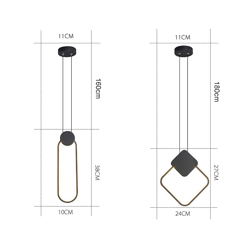 LED Pendant Light Island Light Modern Bedside Light Round Square Rectangle Metal Style Geometrical Minimalist Painted Finishes Contemporary 110-120V 220-240V4