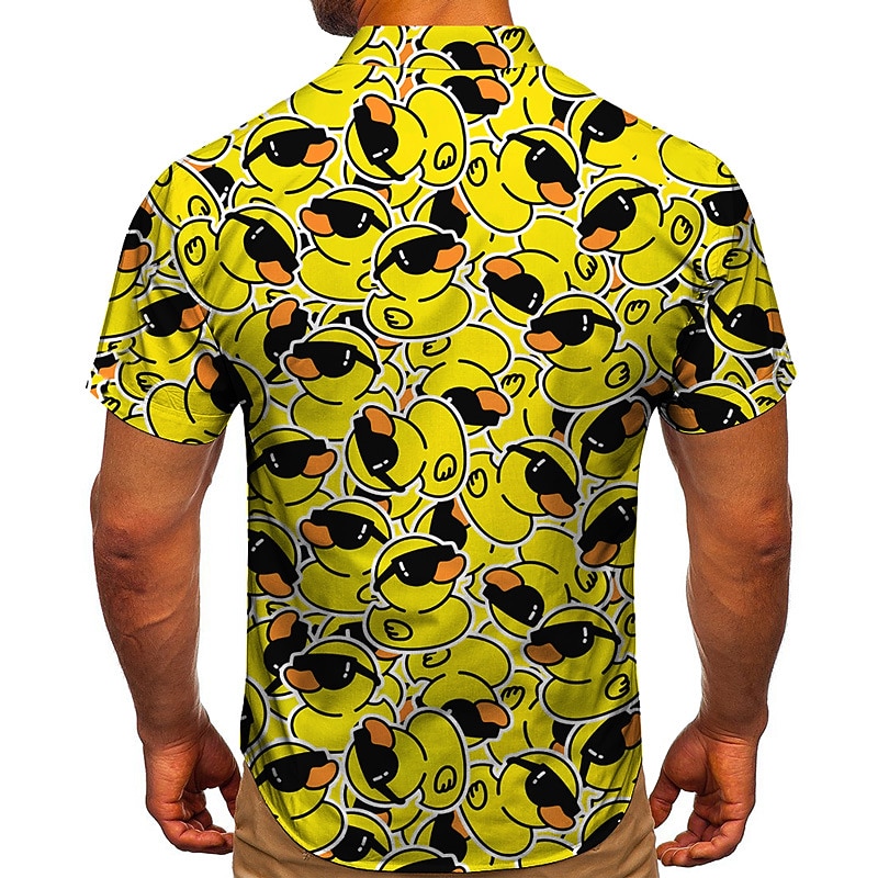 Men's Duck Shirt Button Up Shirt Short Sleeve Fashion Designer Classic Street Daily Holiday Spring & Summer Turndown Button-Down Yellow2