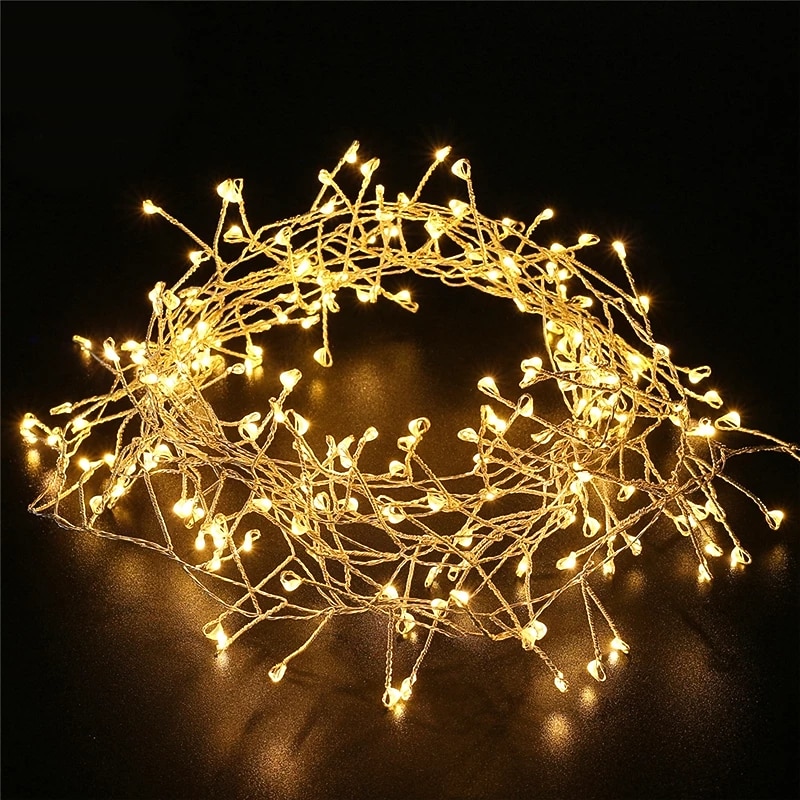 LED String Lights Copper wire LED Firecracker String Lights 2.5M 100LEDs 5M 200LEDs Battery Operated Firecracker Fairy Lights For Christma Tree Wedding Party Holiday Home Decoration2