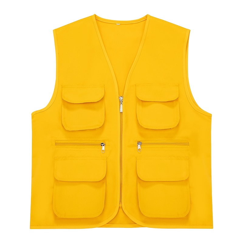 Men's Women's Fishing Vest Hiking Vest Sleeveless Jacket Coat Top Outdoor Multi-Pockets Breathable Quick Dry Lightweight Winter Summer Polyester Yellow Orange Red Camping / Hiking Fishing3