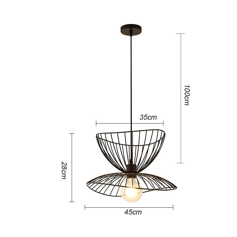 LED Pendant Light Bedside Light Black Gold 45 cm Retro Pendant Light Metal Vintage Style Iron Hat Painted Bedroom Dining Room Living Room Lights DIY Lights4