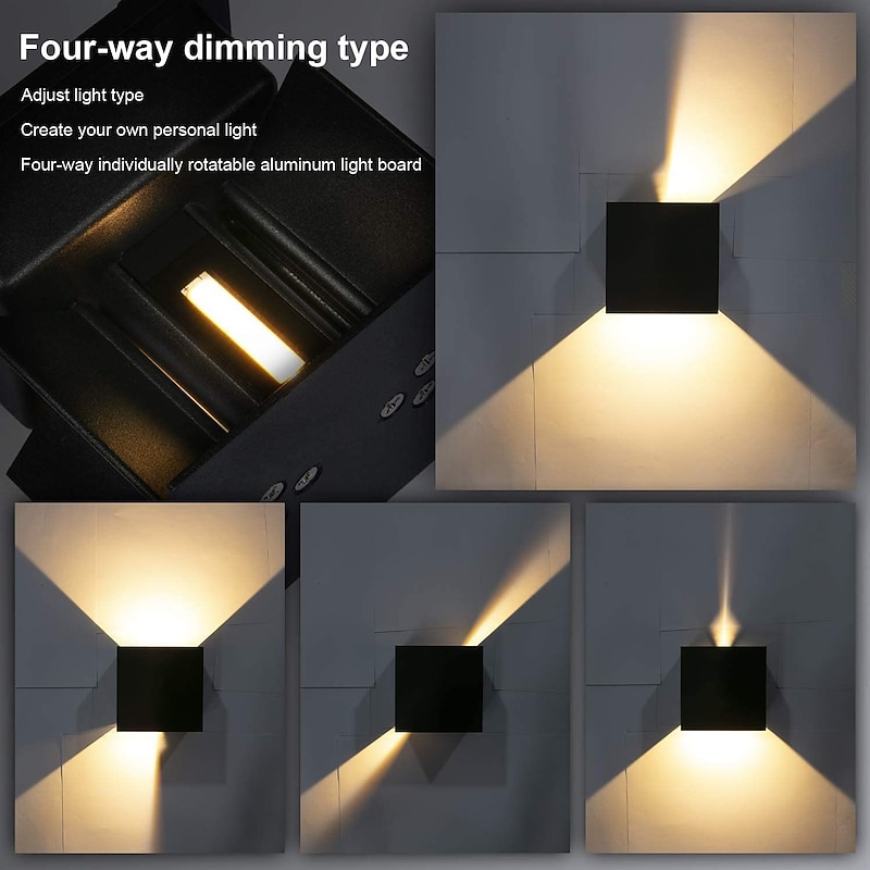 LED Outdoor/Indoor Wall Light IP65 12W 6000K White 3000K Warm Adjustable Beam Angle Waterproof 1000lm Sconce Fixture for Home Garden4