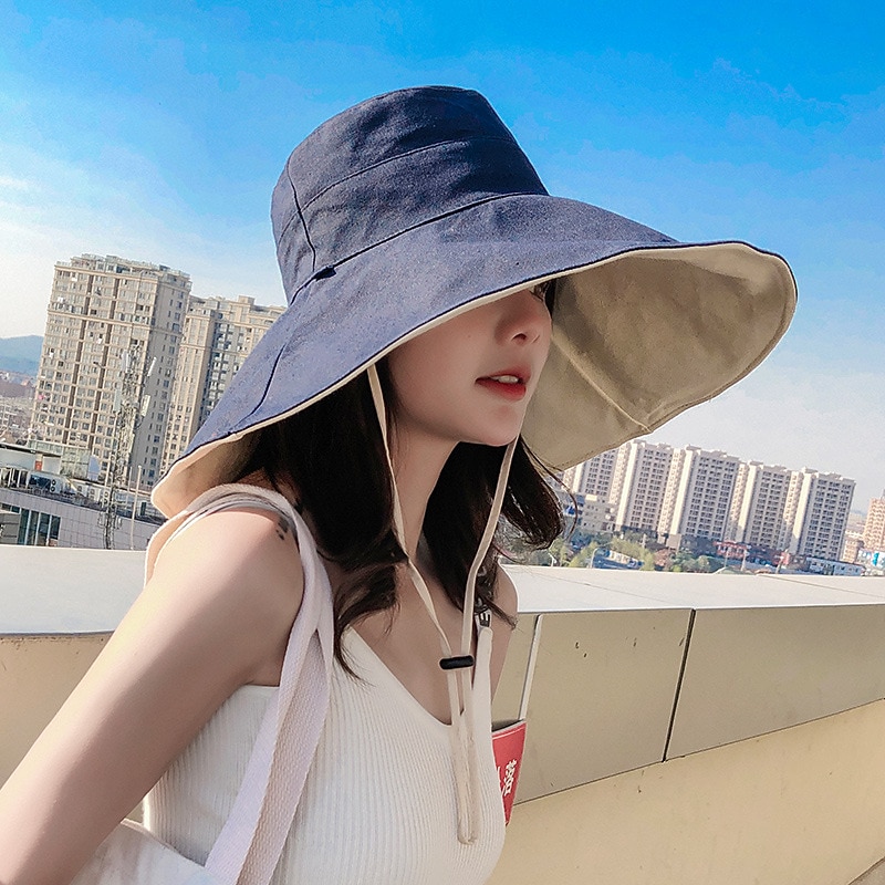 Sun Hat Hiking Hat Wide Brim Summer Outdoor Sunscreen Breathable Sweat wicking Hat 15cm double-sided khaki + beige 15cm double-sided red + beige 15cm double-sided red + black for Hunting Fishing Beach4