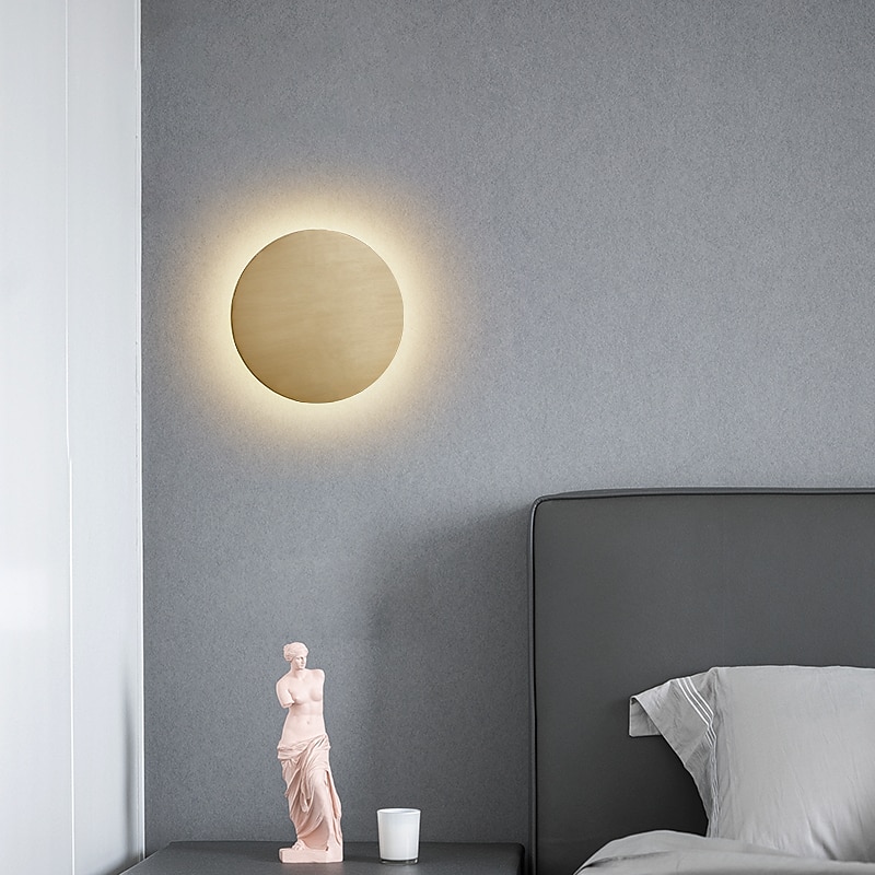 Lightinthebox LED Wall Light Living Room Bedroom Round Copper Wall Light IP20 Nordic Style Warm White/Natural White/Cool White 14/24/32 W3