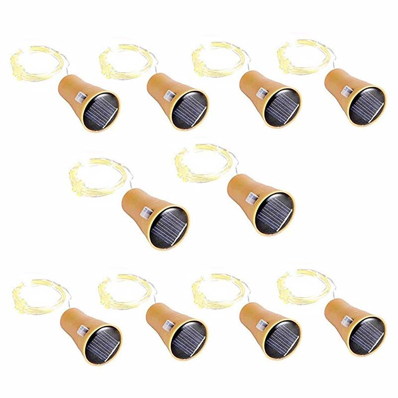 Solar Wine Bottle String Lights Outdoor Wedding Decoration 2m 20LED Fairy Lights with Cork Waterproof Christmas Light Copper Garland Patio Garden String Lights 10pcs 6pcs 2pcs3