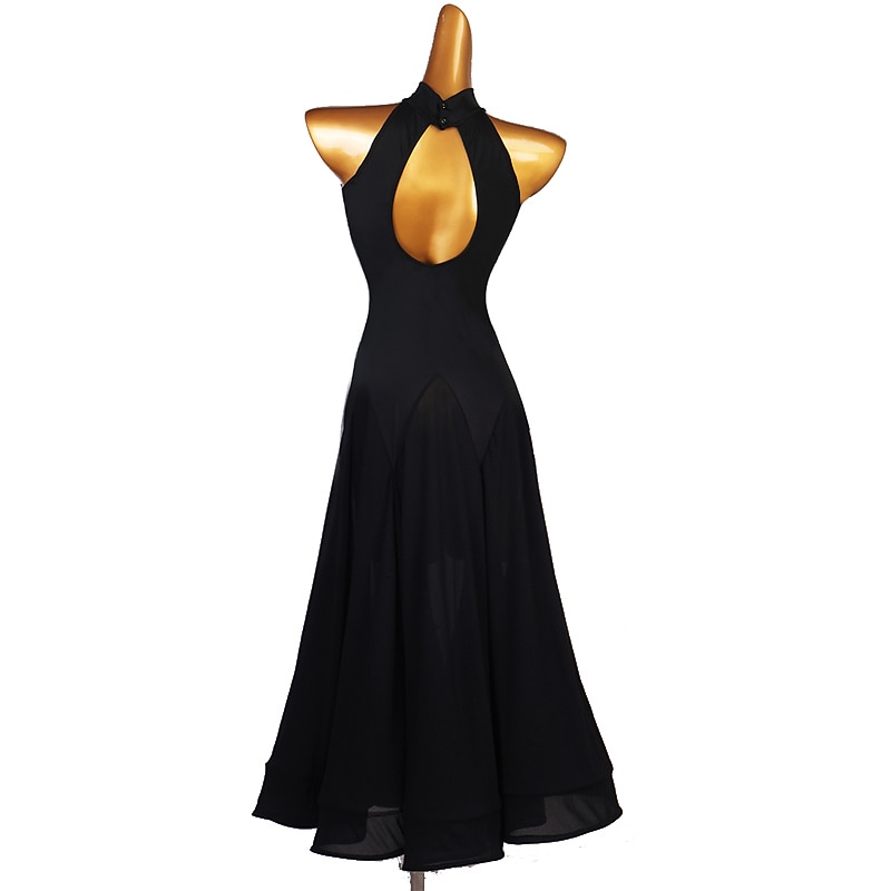 Ballroom Dance Dress Splicing Women's Training Sleeveless Chinlon Chiffon2