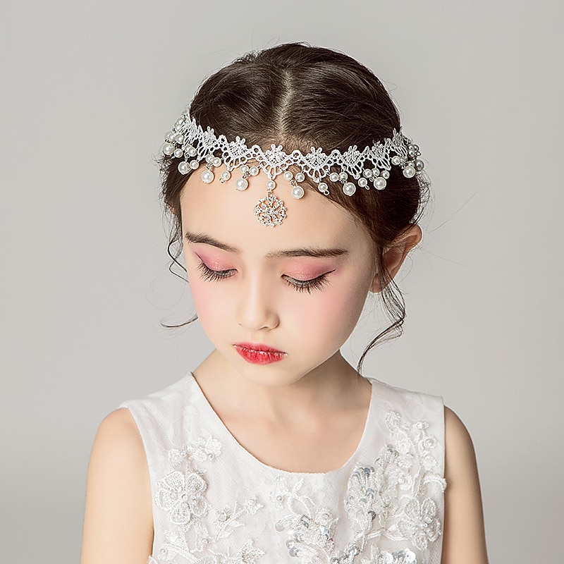 Kid's Girls' Hair Accessories Solid Color White chain garland2